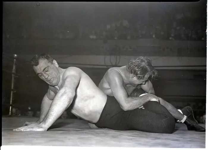 Framed Print : Primo Carnera and Bobby Burns Wrestle Framed Print : Primo Carnera and Bobby Burns Wrestle