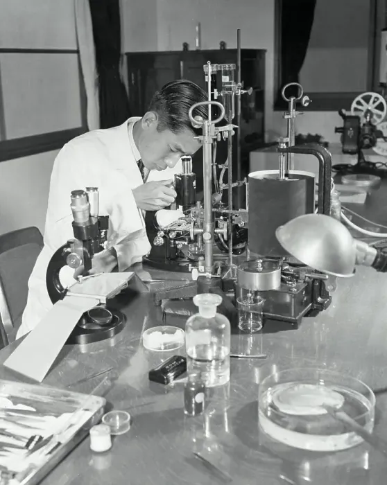 Framed Print : Prince Akihito in Laboratory Framed Print : Prince Akihito in Laboratory
