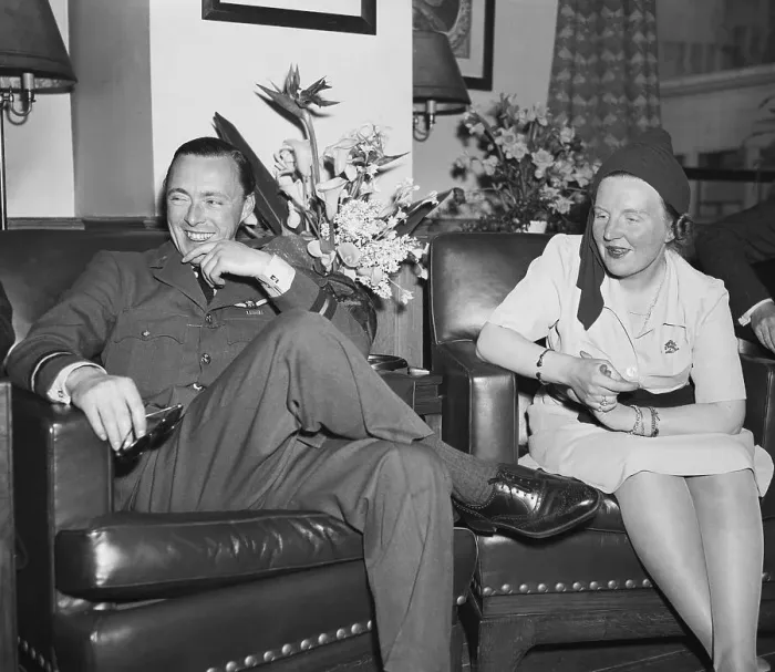 Framed Print : Prince Bernhard and Princess Juliana Relaxing in Hotel Lounge