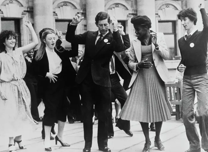 Framed Print : Prince Charles Learning Dance Routine Framed Print : Prince Charles Learning Dance Routine