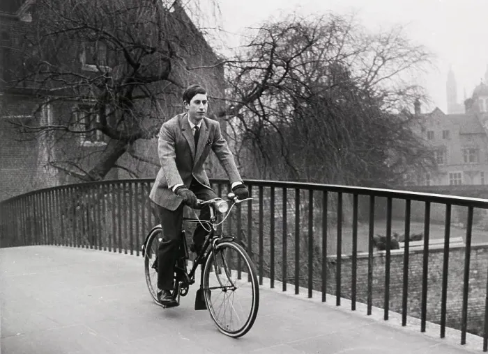 Framed Print : Prince Charles Riding Bicycle Framed Print : Prince Charles Riding Bicycle