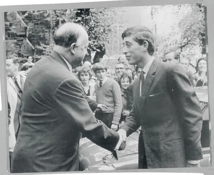 Framed Print : Prince Charles Shaking Hands with a Chancellor