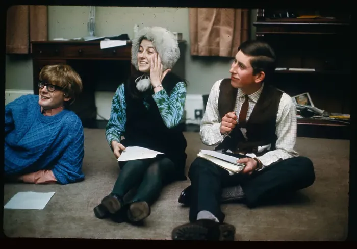 Framed Print : Prince Charles Sitting on Floor with College Friends