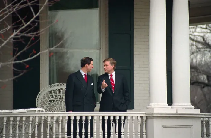 Framed Print : Prince Charles and Vice President Dan Quayle Conversing Outdoors Framed Print : Prince Charles and Vice President Dan Quayle Conversing Outdoors