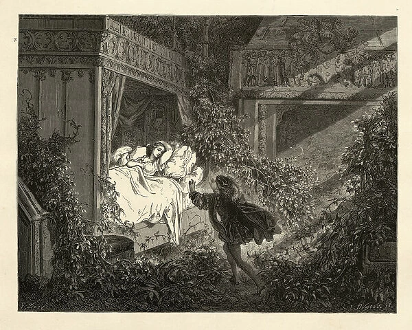 The prince discovering Sleeping Beauty, Perraults Fairy Tales