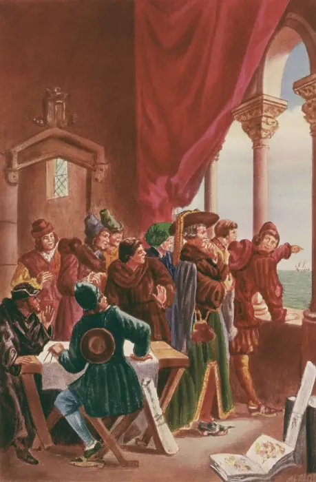 Framed Print : Prince Henry the Navigator and Affiliates Gazing at Window Framed Print : Prince Henry the Navigator and Affiliates Gazing at Window