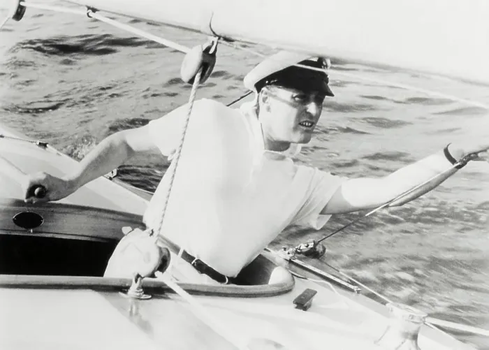 Framed Print : Prince Olav Peering from His Yacht Framed Print : Prince Olav Peering from His Yacht