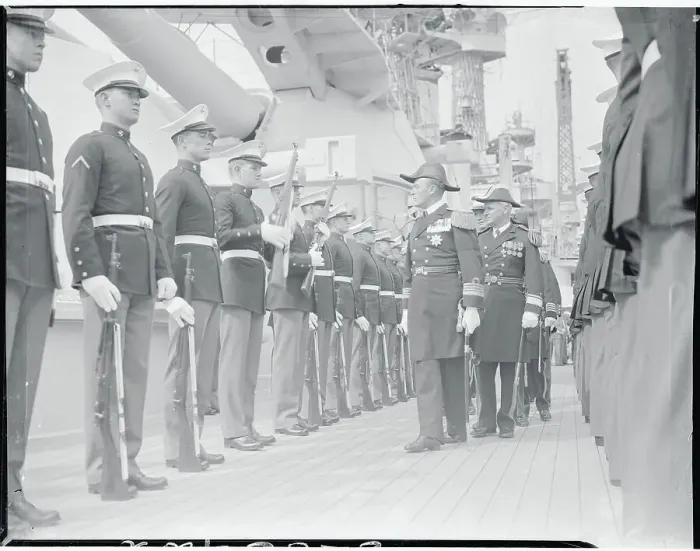 Framed Print : Prince Olav Visiting the Fleet Framed Print : Prince Olav Visiting the Fleet