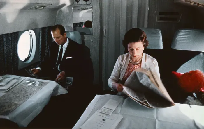 Framed Print : Prince Philip and Queen Elizabeth Aboard Airplane Framed Print : Prince Philip and Queen Elizabeth Aboard Airplane