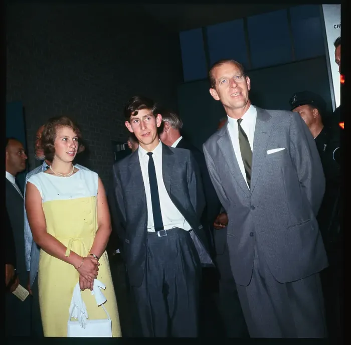 Framed Print : Prince Phillip Standing with Children Framed Print : Prince Phillip Standing with Children