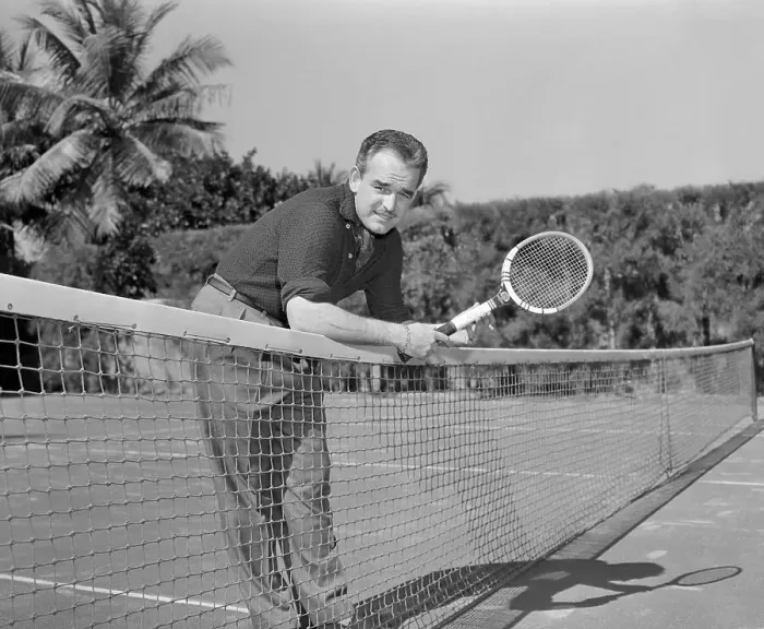 Framed Print : Prince Rainier Holding Tennis Racket Framed Print : Prince Rainier Holding Tennis Racket