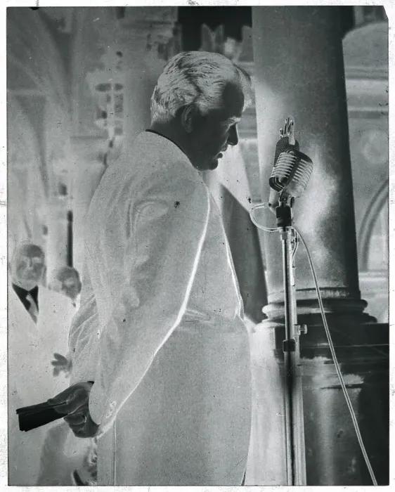 Framed Print : Prince Rainier III Standing in Front of Microphone Framed Print : Prince Rainier III Standing in Front of Microphone