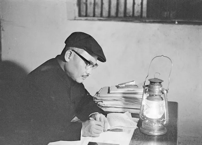 Framed Print : Prince Souphanouvong at His Lantern Lit Desk
