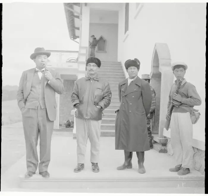 Framed Print : Prince Souvanna Phouma and Military Affiliates Posing on Villa Site Framed Print : Prince Souvanna Phouma and Military Affiliates Posing on Villa Site