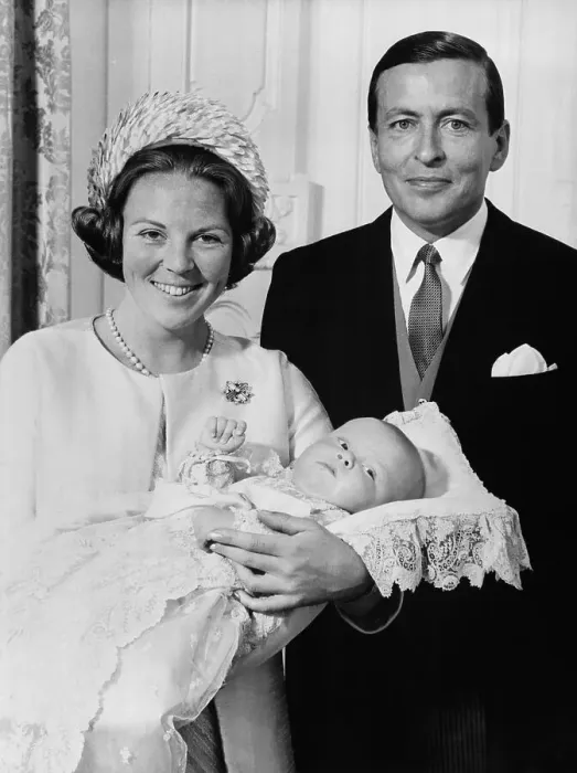 Framed Print : Princess Beatrix and Prince Claus with their Newborn Baby Framed Print : Princess Beatrix and Prince Claus with their Newborn Baby