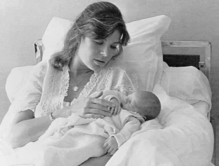 Framed Print : Princess Caroline and Newborn Son Framed Print : Princess Caroline and Newborn Son