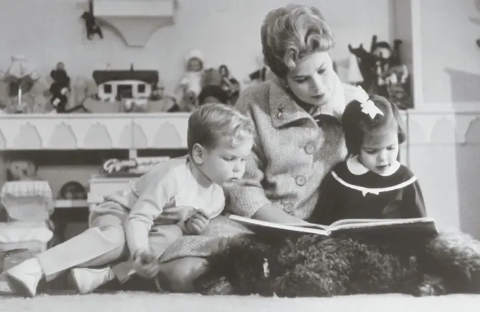 Framed Print : Princess Grace of Monaco Reading to Her Children Framed Print : Princess Grace of Monaco Reading to Her Children