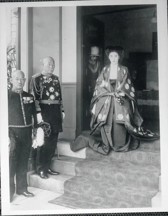 Framed Print : Princess Kikuko Asaka Leaving Her Residence