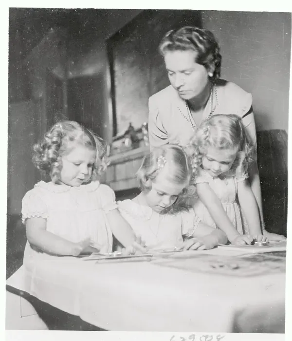 Framed Print : Princess Sibylla of Sweden with Her Daughters Framed Print : Princess Sibylla of Sweden with Her Daughters