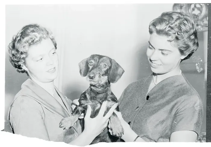 Framed Print : Princesses Margaretha and Birgitta Holding a Puppy Framed Print : Princesses Margaretha and Birgitta Holding a Puppy