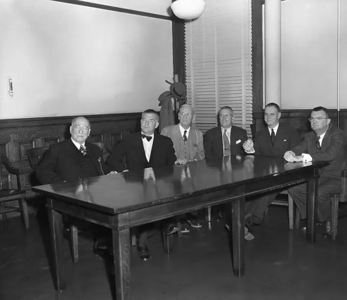 Framed Print : Principal Defendants in Anti-Trust Suit Framed Print : Principal Defendants in Anti-Trust Suit