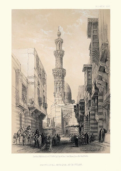 Principal Mosque at Boulak, Cairo, by David Roberts, 19th Century