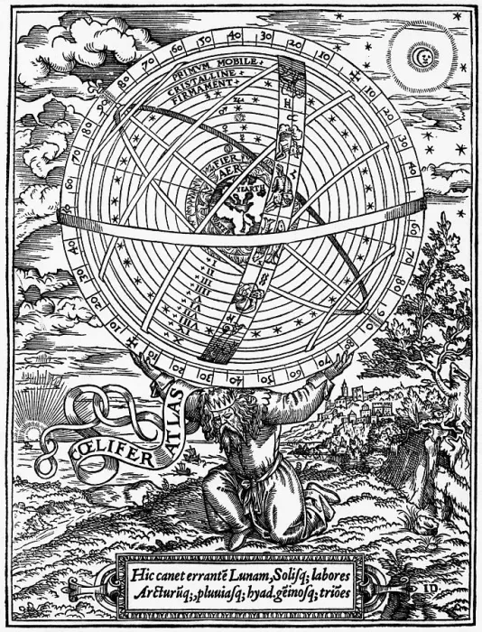 Framed Print : Print of Atlas Supporting a Ptolemaic Universe Framed Print : Print of Atlas Supporting a Ptolemaic Universe