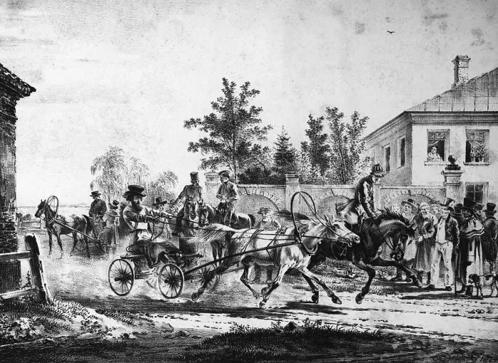 Framed Print : Print of Carriage Traffic on St. Petersburg Street