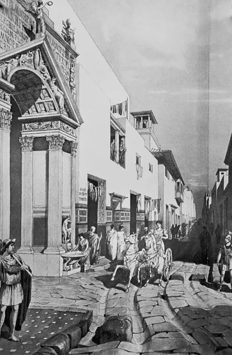 Framed Print : Print of Via della Fortuna in Pompeii