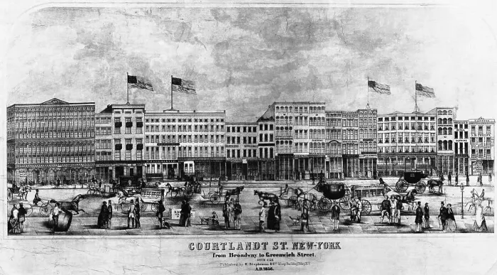 Framed Print : Print Depicting Courtlandt St. New-York