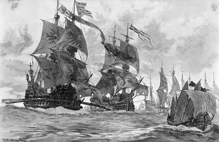 Framed Print : Print Depicting the Spanish Armada Advancing Through the English Channel Framed Print : Print Depicting the Spanish Armada Advancing Through the English Channel