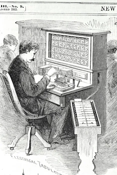 Framed Print : Print of a Man at an Electrical Tabulation Machine Framed Print : Print of a Man at an Electrical Tabulation Machine
