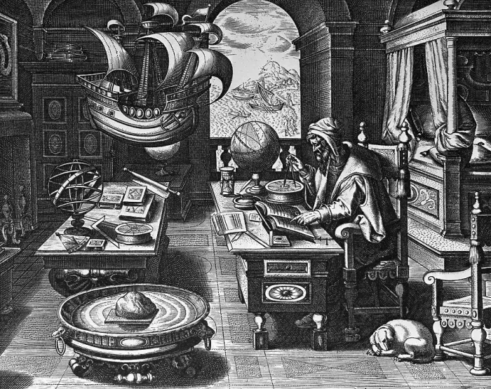 Framed Print : Print of Nostradamus Making Calculations