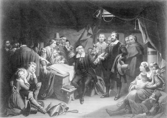 Framed Print : Print of Pilgrim Fathers Signing Mayflower Compact Framed Print : Print of Pilgrim Fathers Signing Mayflower Compact