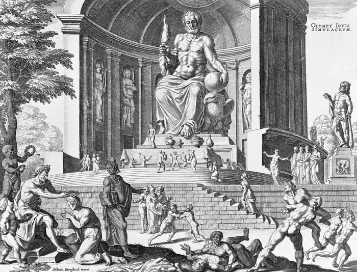 Framed Print : Print of the Statue Of Zeus; Wonder Of The World Framed Print : Print of the Statue Of Zeus; Wonder Of The World