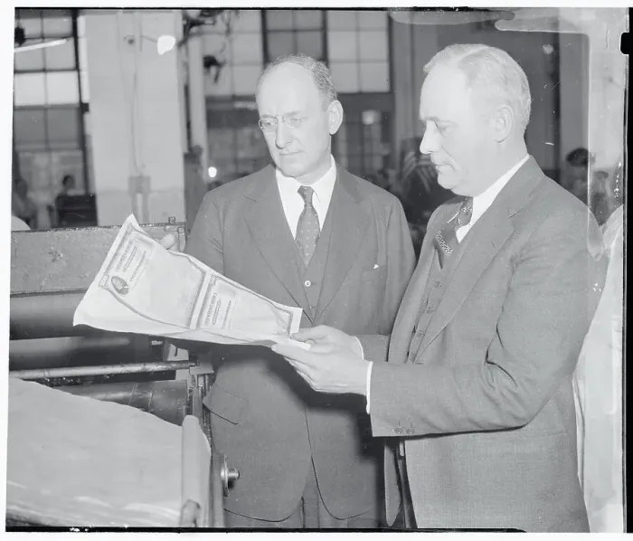 Framed Print : Printing of the First Baby Bond Framed Print : Printing of the First Baby Bond