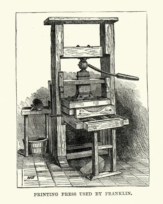 Framed Print : Printing Press used by Benjamin Franklin