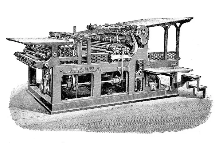 Framed Print : Printing technique, two-tour press for factory printing, illustration printing and autotype printing, by Koenig und farmer, Oberzell Monastery near Wuerzburg, Germany, digitally restored reproduction of an original 19th century master Framed Print : Printing technique, two-tour press for factory printing, illustration printing and autotype printing, by Koenig und farmer, Oberzell Monastery near Wuerzburg, Germany, digitally restored reproduction of an original 19th century master