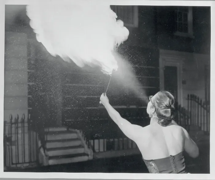 Framed Print : Priscilla Birt Rehearsing Her Fire Breathing Performance Framed Print : Priscilla Birt Rehearsing Her Fire Breathing Performance