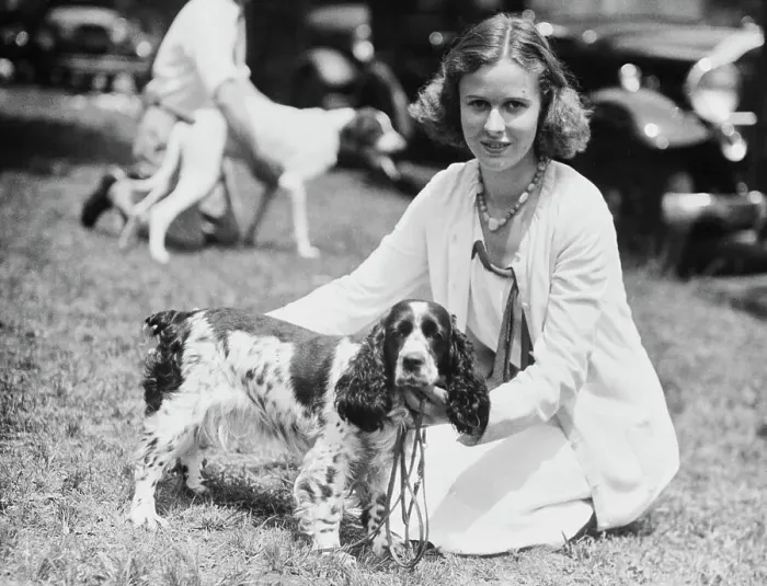 Framed Print : Priscilla St. George with Spaniel Dog Framed Print : Priscilla St. George with Spaniel Dog