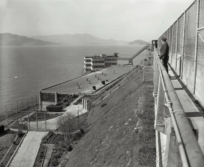 Framed Print : Prison Guard Standing and Gazing Outside Alcatraz Framed Print : Prison Guard Standing and Gazing Outside Alcatraz