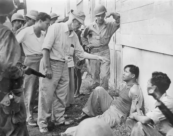 Framed Print : A US Prisoner of Japanese Identifies a Collaborator