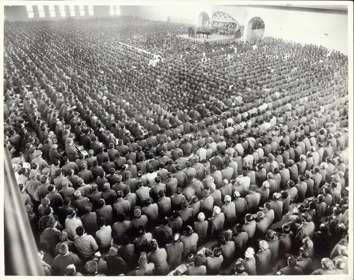 Framed Print : Prisoners Gathered for Vaudeville Show