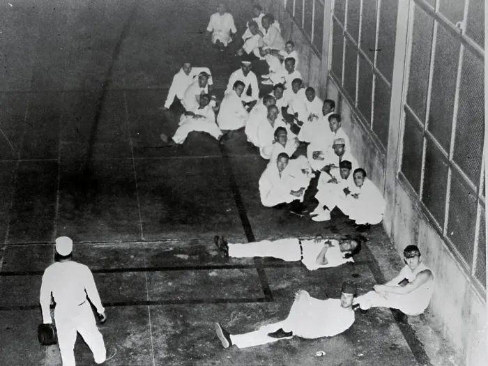 Framed Print : Prisoners Participating in Sit Down Framed Print : Prisoners Participating in Sit Down