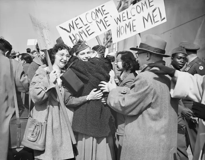 Framed Print : Private Welcomed Home By Mother Framed Print : Private Welcomed Home By Mother
