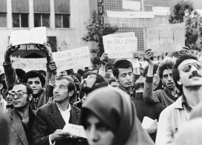 Framed Print : Pro-Khomeini Demonstrators Hold Signs Framed Print : Pro-Khomeini Demonstrators Hold Signs