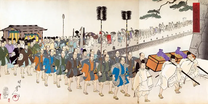 Framed Print : Procession at Chiyoda castle with priests and samurai Framed Print : Procession at Chiyoda castle with priests and samurai
