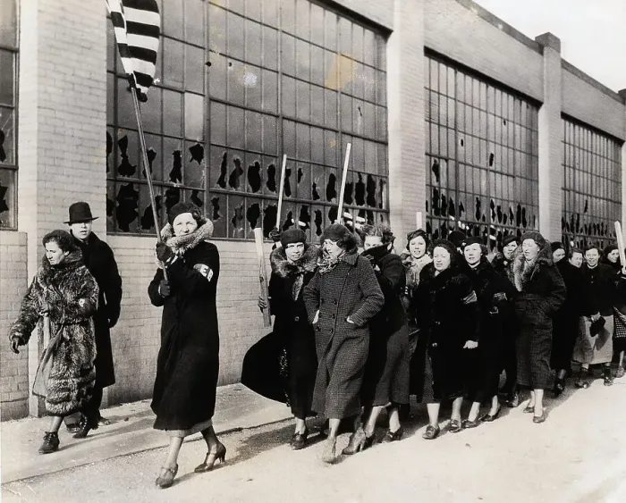 Framed Print : Procession of General Motors Strikers Wives Framed Print : Procession of General Motors Strikers Wives
