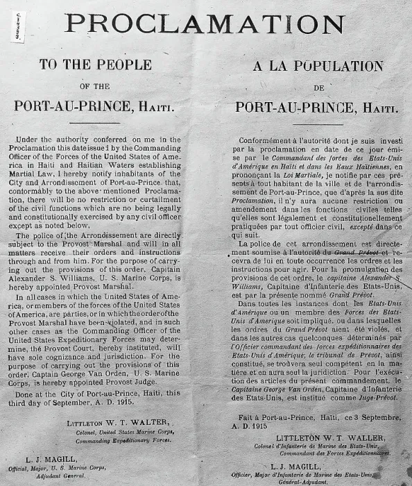 Framed Print : Proclamation of American Control in Haiti