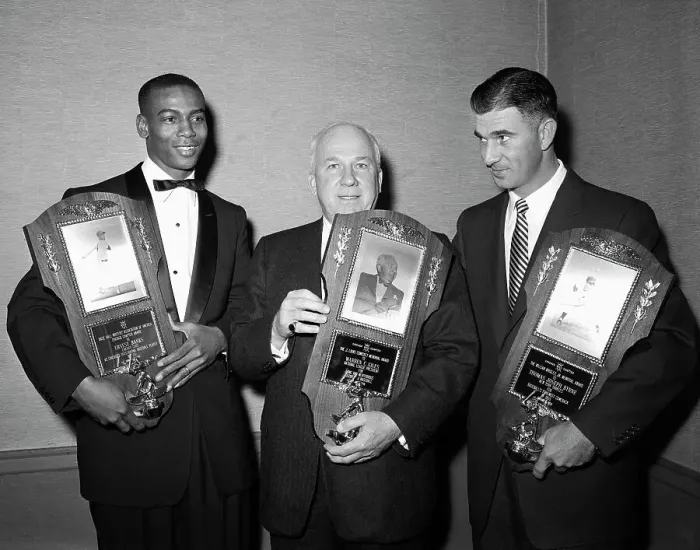 Framed Print : Professional Baseball Award Winners Holding Awards Framed Print : Professional Baseball Award Winners Holding Awards